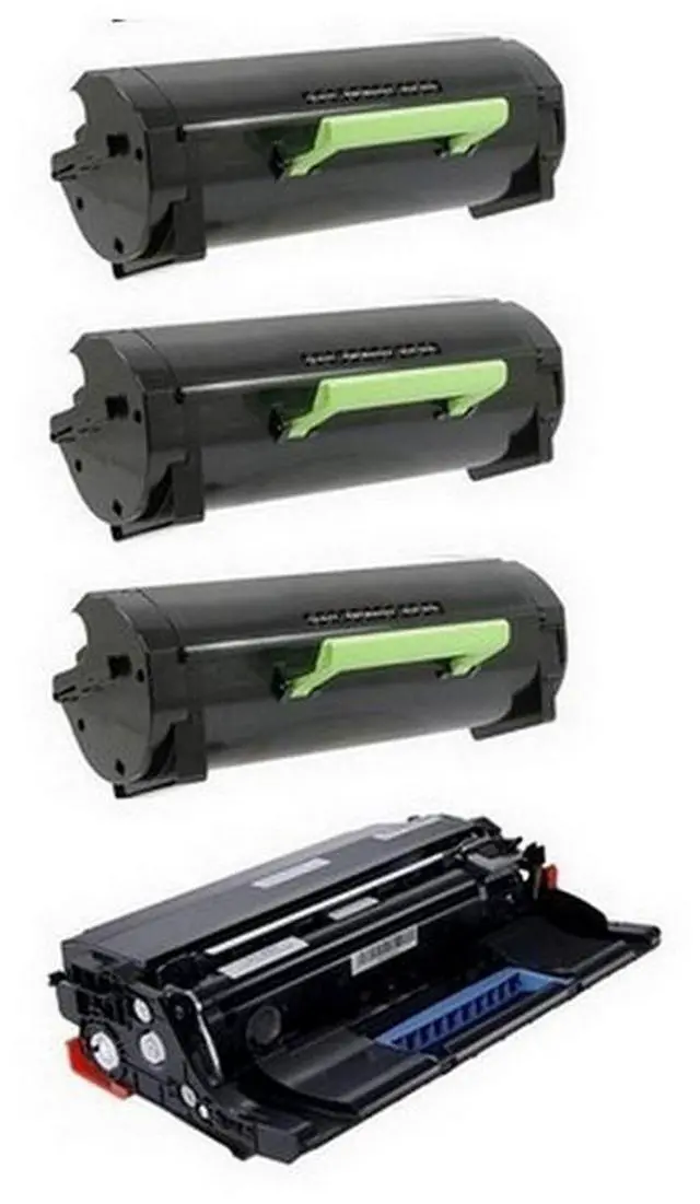 Alt view image 2 of 7 - Compatible Lexmark MS-321/MS-421/MS-521/MS-621/MS-622/MX-321/MX-421/MX-521/MX-522/MX-622 Series Combo Pack (1-Drum/3- Toners) (56F0Z00_1PK/56F1000_3PKVB)