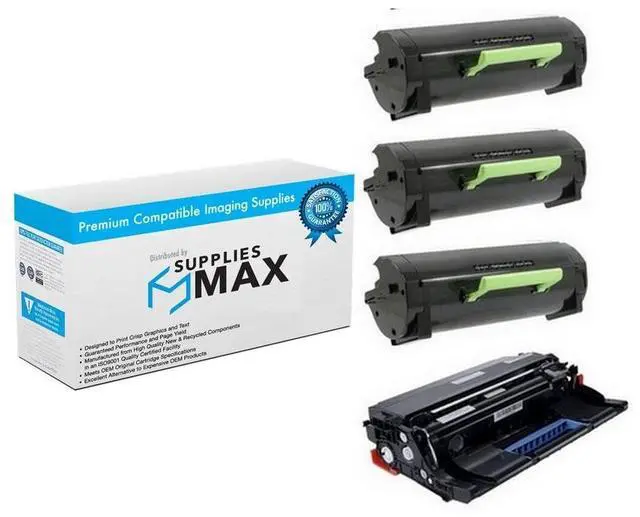 Main image of Compatible Lexmark MS-321/MS-421/MS-521/MS-621/MS-622/MX-321/MX-421/MX-521/MX-522/MX-622 Series Combo Pack (1-Drum/3- Toners) (56F0Z00_1PK/56F1000_3PKVB)