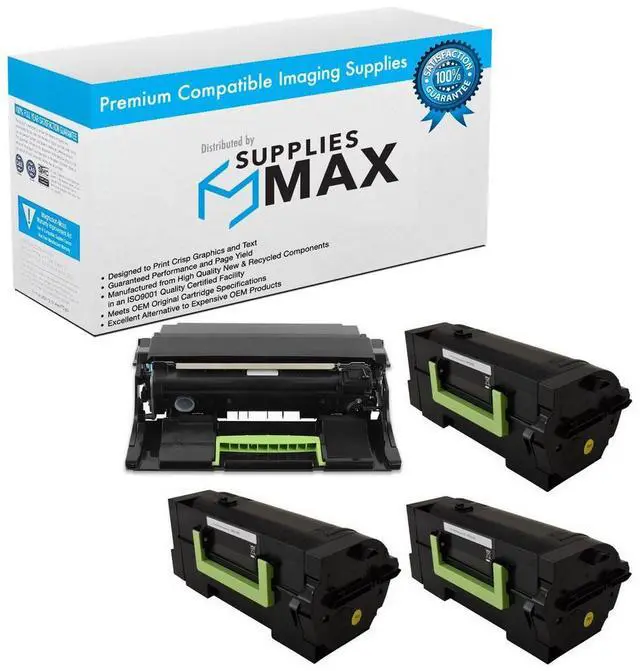 Main image of Compatible Lexmark MS-725/MS-821/MS-822/MS-823/MS-825/MX-721/MX-722/MX-725/MX-822/MX-826 Series Combo Pack (1-Drum Unit/3-High Yield Toners) (58D0ZA0_1PK/58D1H00_3PKVB)