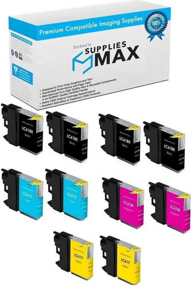 Main image of SuppliesMAX Compatible Replacement for Brother DCP-165/DCP-375/DCP-585/MFC-250/MFC-495/MFC-5490/MFC-6890/MFC-J220/MFC-J630C Inkjet Combo Pack (4-BK/2-C/M/Y) (LC-61-4BK2CMY)