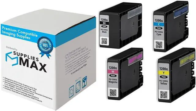 Main image of SuppliesMAX Compatible Replacement for Canon MAXIFY MB-2020/MB-2120/MB-2320/MB-2720 High Yield Inkjet Combo Pack (BK/C/M/Y) (PGI-1200XL) (9183B005)