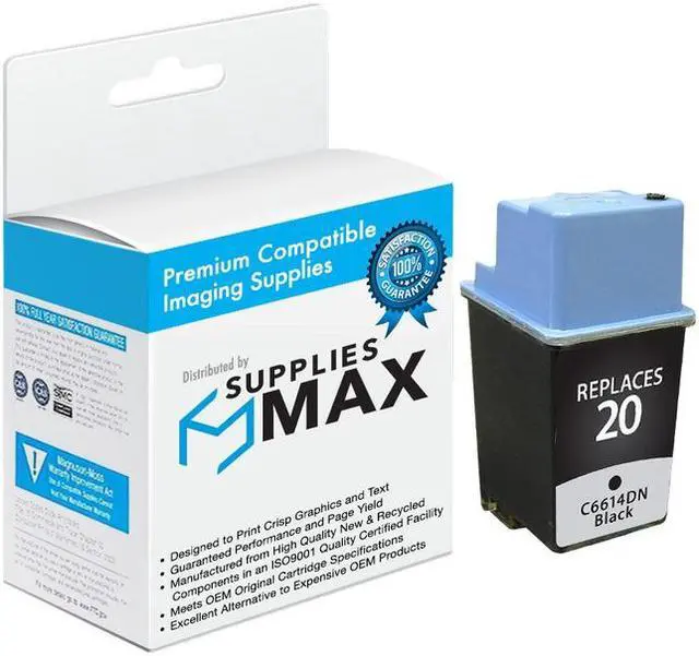 Main image of SuppliesMAX Remanufactured Replacement for HP DeskJet 610/612/630/640/656/FAX-1010/1020/1040/1050 Series Black Inkjet (500 Page Yield) (NO. 20) (C6614DN)