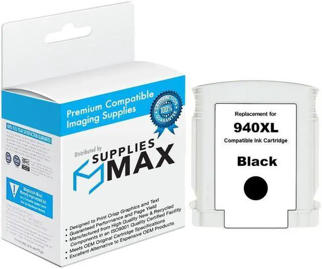 Main image of SuppliesMAX Remanufactured Replacement for HP OfficeJet Pro 8000/OfficeJet Pro 8500/OfficeJet Pro 8500A Series Black High Yield Inkjet (2200 Page Yield) (NO. 940XL) (C4906AN)
