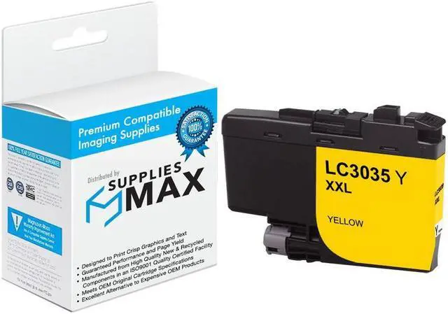 Main image of SuppliesMAX Compatible Replacement for Brother DCP-J1100DW/MFC-J805DW/MFC-J815DW/MFC-J995DW/MFC-J1300DW Yellow Ultra High Yield Inkjet (5000 Page Yield) (LC-3035Y)