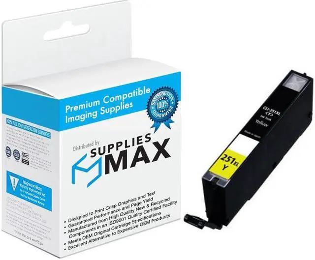 Main image of SuppliesMAX Compatible Replacement for Canon PIXMA iP-7220/iP-8720/MG-5420/MG-5520/MG-5620/MG-6620/MG-7120/MG-7520 Yellow High Yield Inkjet (700 Page Yield) (CLI-251XLY) (6451B001)