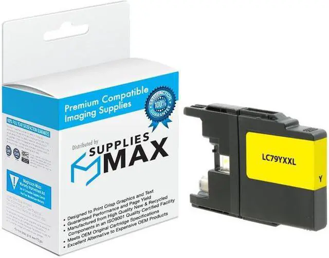 Main image of SuppliesMAX Compatible Replacement for Brother MFC-J5910DW/MFC-J6510DW/MFC-J6710DW/MFC-J6910DW Yellow High Yield Inkjet (1200 Page Yield) (LC-79Y)