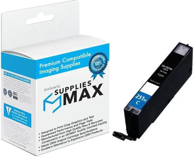 Main image of SuppliesMAX Compatible Replacement for Canon PIXMA iP-7220/iP-8720/MG-5420/MG-5520/MG-5620/MG-6620/MG-7120/MG-7520 Cyan High Yield Inkjet (700 Page Yield) (CLI-251XLC) (6449B001)