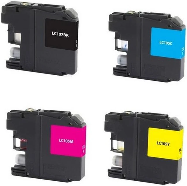 Alt view image 2 of 7 - SuppliesMAX Compatible Replacement for Brother DCP-J4110DW/MFC-J4410DW/MFC-J4510DW/MFC-J4610DW/MFC-J4710DW Super High Yield Inkjet Combo Pack (BK/C/M/Y) (LC-107MP)