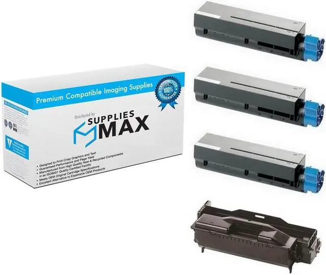 Main image of SuppliesMAX Compatible Replacement for Okidata MB-491/MB-491+LP Series Drum/Toner Value Combo Pack (1-Drum Unit/3-Toners) (44574301/44917601VB)