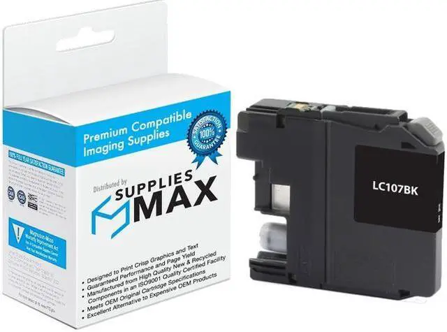Main image of SuppliesMAX Compatible Replacement for Brother DCP-J4110DW/MFC-J4410DW/MFC-J4510DW/MFC-J4610DW/MFC-J4710DW Black Super High Yield Inkjet (1200 Page Yield) (LC-107BK)
