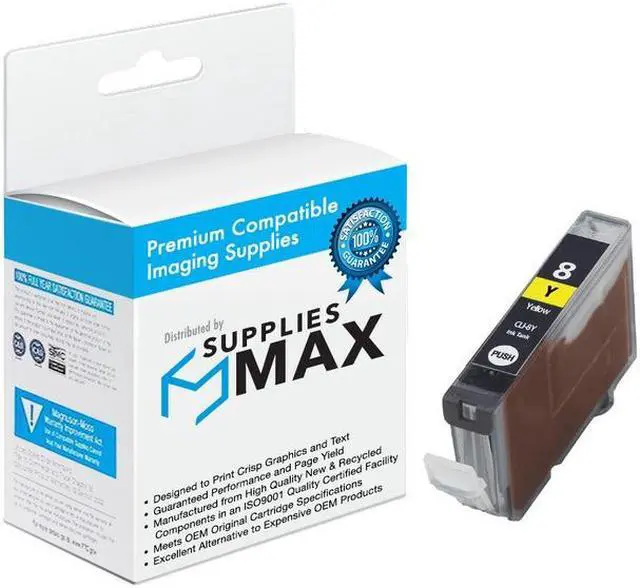 Main image of SuppliesMAX Compatible Replacement for Canon PIXMA iP-4200/iP-4300/iP-4500/iP-5200/iP-5300/iP-6700/MP-500/MP-600/MP-800/MP-950/MP-970 Yellow Inkjet (280 Page Yield) (CLI-8Y) (0623B002)