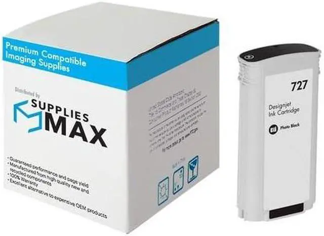 Main image of SuppliesMAX Remanufactured Replacement for HP DesignJet T920/T930/T1500/T1530/T2500/T2530 Series Photo Black Dye High Yield Wide Fomat Inkjet (130ML) (NO. 727) (B3P23A)