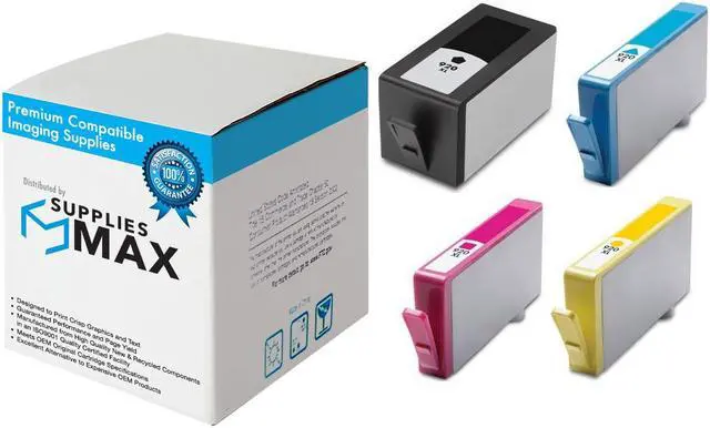 Main image of SuppliesMAX Remanufactured Replacement for HP OfficeJet 6000/OfficeJet 6500/OfficeJet 7000/OfficeJet 7500/OfficeJet PRO 6500 Series High Yield Inkjet Combo Pack (BK/C/M/Y) (NO. 920XL) (CZ142FN)