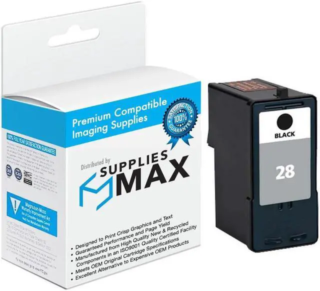 Main image of SuppliesMAX Remanufactured Replacement for Lexmark X2500/X2530/X2550/X5070/X5075/X5320/X5340/X5495/Z845/Z1300/Z1320 Black Inkjet (175 Page Yield) (NO. 28) (18C1528)