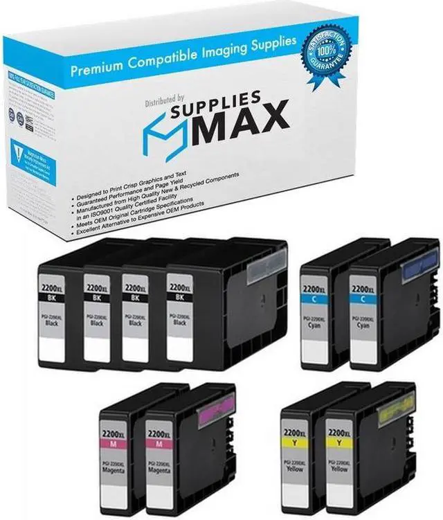 Main image of SuppliesMAX Compatible Replacement for Canon MAXIFY iB-4020/IB-4120/MB-5020/MB-5120/MB-5320/MB-5420 High Yield Inkjet Combo Pack (4-BK/2-C/M/Y) (PGI-2200XL4B2CMY)