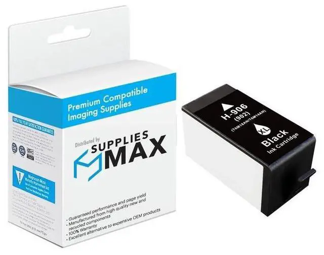 Main image of SuppliesMAX Remanufactured Replacement for HP OfficeJet Pro 6960/6962/6970/6974/6975/6978/6979 Black High Yield Inkjet (1500 Page Yield) (NO. 906XL) (T6M18AN)