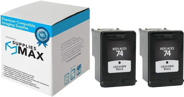 Main image of SuppliesMAX Remanufactured Replacement for HP DeskJet D4260/D4360/PhotoSmart C4200/C4300/C4400/C4500/C5200/C5500/D5300 Series Black Inkjet (2/PK-200 Page Yield) (NO. 74) (CZ069FN)