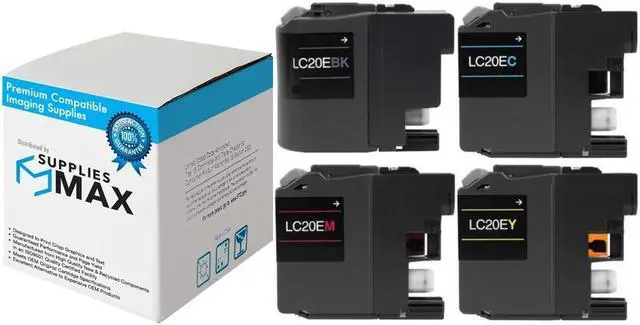 Main image of SuppliesMAX Compatible Replacement for Brother MFC-J775DW/MFC-J985DW/MFC-J9520DW Super High Yield Inkjet Combo Pack (BK/C/M/Y) (LC-20EVALBP)