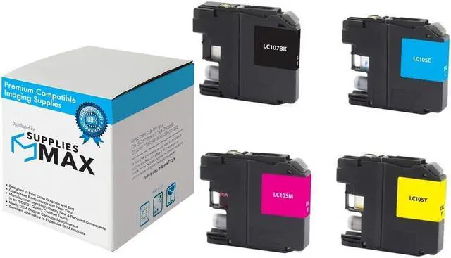 Main image of SuppliesMAX Compatible Replacement for Brother DCP-J4110DW/MFC-J4410DW/MFC-J4510DW/MFC-J4610DW/MFC-J4710DW Super High Yield Inkjet Combo Pack (BK/C/M/Y) (LC-107MP)