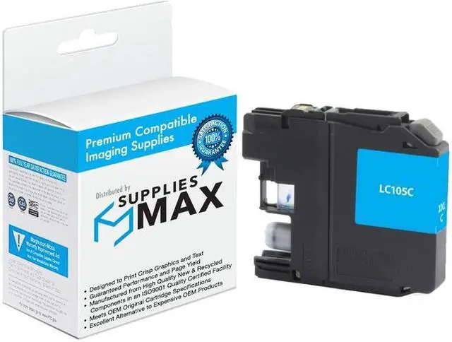 Main image of SuppliesMAX Compatible Replacement for Brother DCP-J4110DW/MFC-J4410DW/MFC-J4510DW/MFC-J4610DW/MFC-J4710DW Cyan Super High Yield Inkjet (1200 Page Yield) (LC-105C)