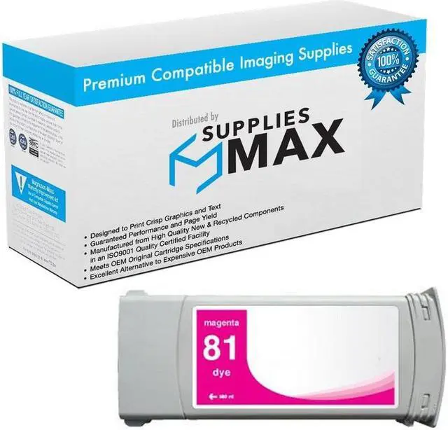 Main image of SuppliesMAX Remanufactured Replacement for HP DesignJet 5000/DesignJet 5500/DesignJet 5500PS Magenta Dye High Yield Wide Fomat Inkjet (680 ML) (NO. 81) (C4932A)