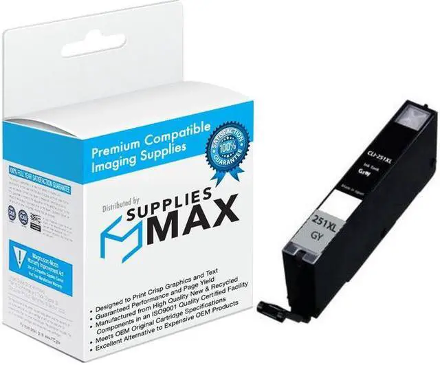 Main image of SuppliesMAX Compatible Replacement for Canon PIXMA iP-8720/MG-6320/MG-7120/MG-7520 Gray High Yield Inkjet (665 Page Yield) (CLI-251XLGY) (6452B001)