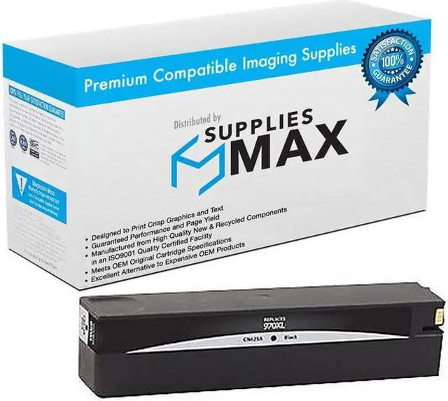 Main image of SuppliesMAX Remanufactured Replacement for HP OfficeJet Pro X451dn/X451dw/X476dn/X476dw/X551dw/X576dn/X576dw Series Black High Yield Inkjet (9200 Page Yield) (NO. 970XL) (CN625AM)
