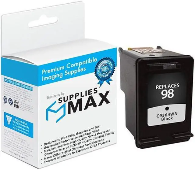Main image of SuppliesMAX Remanufactured Replacement for HP DeskJet 5940/D4100/OfficeJet H470/100/6310/PhotoSmart 2575/8000 C4150/D5065/D5160 Series Black Inkjet (420 Page Yield) (NO. 98) (C9364WN)