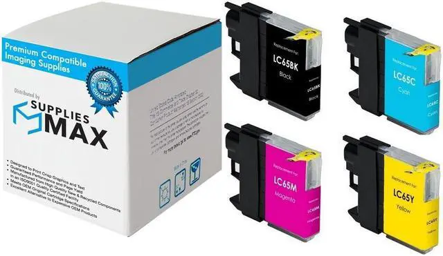 Main image of SuppliesMAX Compatible Replacement for Brother DCP-385/DCP-395/DCP-6690/MFC-5490/MFC-790/MFC-990/MFC-5890/MFC-5895/MFC-6490/MFC-6890 Inkjet Combo Pack (BK/C/M/Y) (LC-65HY_4PK)
