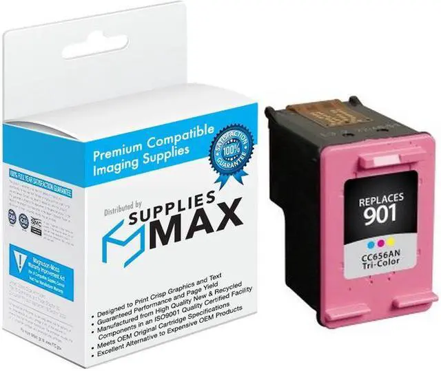 Main image of SuppliesMAX Remanufactured Replacement for HP OfficeJet 4500/J4500/J4540/J4550/J4580/J4640/J4680 Series Tri-Color Inkjet (360 Page Yield) (NO. 901) (CC656AN)