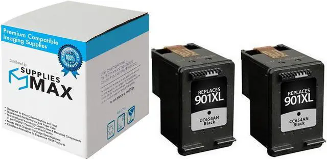 Main image of SuppliesMAX Remanufactured Replacement for HP OfficeJet 4500/J4500/J4540/J4550/J4580/J4640/J4680 Series Black High Yield Inkjet (2/PK-700 Page Yield) (NO. 901XL) (CZ140FN)