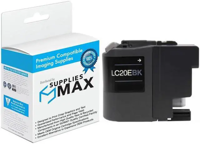 Main image of SuppliesMAX Compatible Replacement for Brother MFC-J775DW/MFC-J985DW/MFC-J9520DW Black Super High Yield Inkjet (2400 Page Yield) (LC-20EBK)