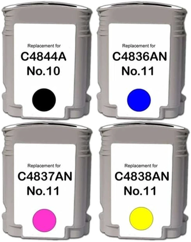 Alt view image 2 of 7 - SuppliesMAX Remanufactured Replacement for HP Business 1000/2200/2300/2600/2800/DesignJet 100/110/120/OfficeJet 9100/9130 Inkjet Combo Pack (BK/C/M/Y) (NO. 10/NO. 11) (C483MP)