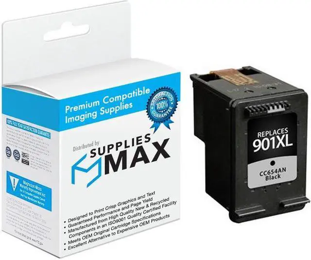 Main image of SuppliesMAX Remanufactured Replacement for HP OfficeJet 4500/J4500/J4540/J4550/J4580/J4640/J4680 Series Black High Yield Inkjet (700 Page Yield) (NO. 901XL) (CC654AN)