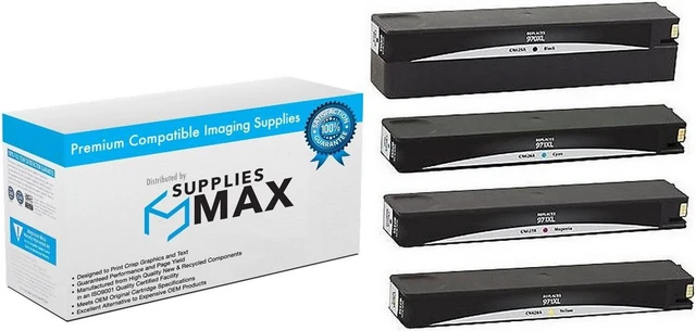 Main image of SuppliesMAX Remanufactured Replacement for HP OfficeJet Pro X451dn/X451dw/X476dn/X476dw/X551dw/X576dn/X576dw Series High Yield Inkjet Combo Pack (BK/C/M/Y) (NO. 970XL/NO. 971XL) (CN62AMP)