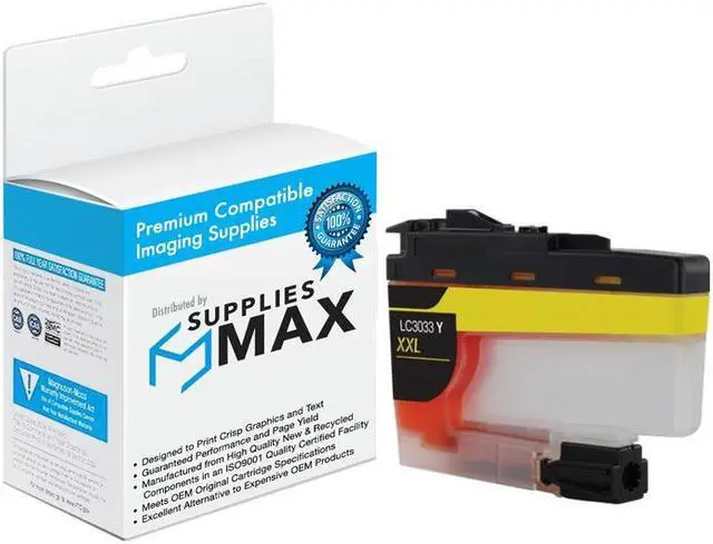Main image of SuppliesMAX Compatible Replacement for Brother DCP-J1100DW/MFC-J805DW/MFC-J815DW/MFC-J995DW/MFC-J1300DW Yellow Super High Yield Inkjet (1500 Page Yield) (LC-3033Y)