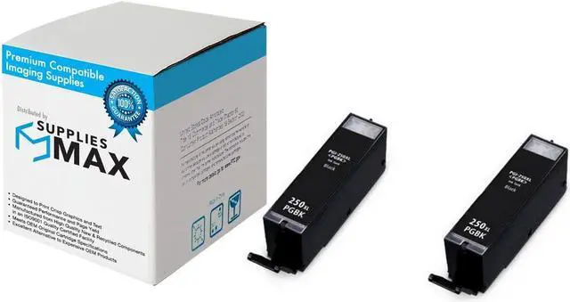 Main image of SuppliesMAX Compatible Replacement for Canon PIXMA iP-7220/iP-8720/MG-5420/MG-5520/MG-5620/MG-6620/MG-7120/MG-7520 Black High Yield Pigment Inkjet (2/PK-500 Page Yield) (PGI-250XLBK) (6432B004)