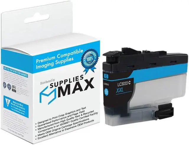 Main image of SuppliesMAX Compatible Replacement for Brother DCP-J1100DW/MFC-J805DW/MFC-J815DW/MFC-J995DW/MFC-J1300DW Cyan Super High Yield Inkjet (1500 Page Yield) (LC-3033C)