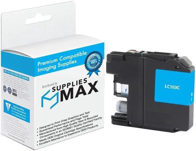 Main image of SuppliesMAX Compatible Replacement for Brother DCP-J132/DCP-J522/DCP-J752/DCP-J4110/MFC-J245/MFC-J450/MFC-J4310/MFC-J6920DW Cyan High Yield Inkjet (600 Page Yield) (LC-103C)