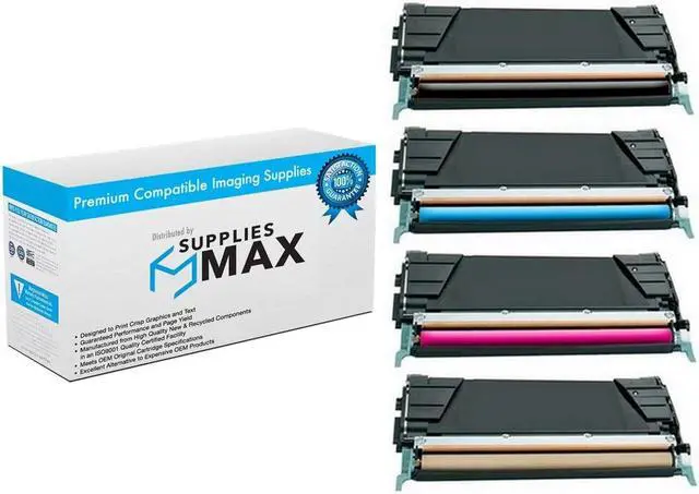 Main image of SuppliesMAX Compatible Replacement for Lexmark C734DN/C734DTN/C734N/C736DN/C736DTN/C736N/X734DE/X736DE/X738DE/X738DTE High Yield Toner Cartridge Combo Pack (BK/C/M/Y) (C736H2MP)
