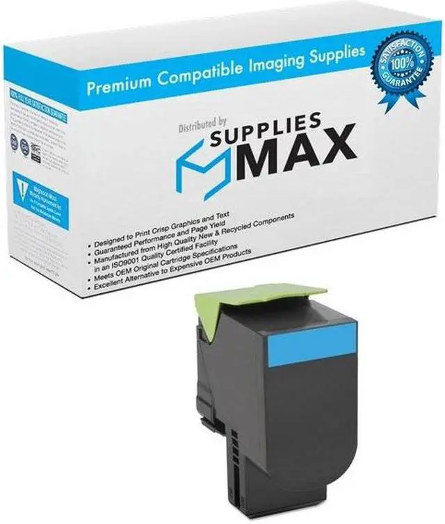 Main image of SuppliesMAX Compatible Replacement for Lexmark CX-510de/CX-510dhe/CX-510dthe Cyan Extra High Yield Toner Cartridge (4000 Page Yield) (NO. 801XC) (80C1XC0)