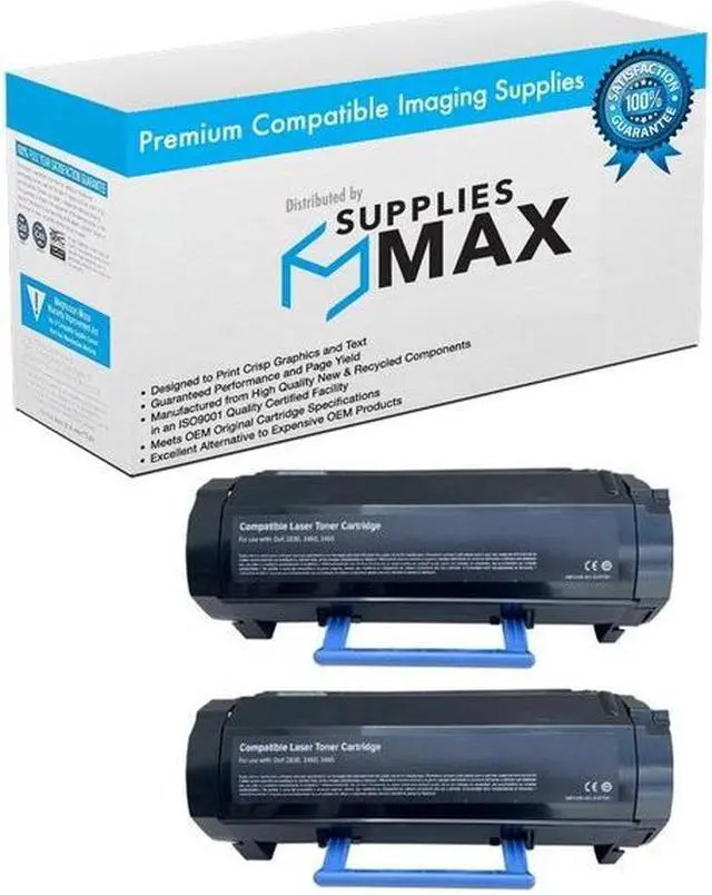 Main image of SuppliesMAX Compatible Replacement for Dell B3460DN High Yield Toner Cartridge (2/PK-20000 Page Yield) (2HYB3460)
