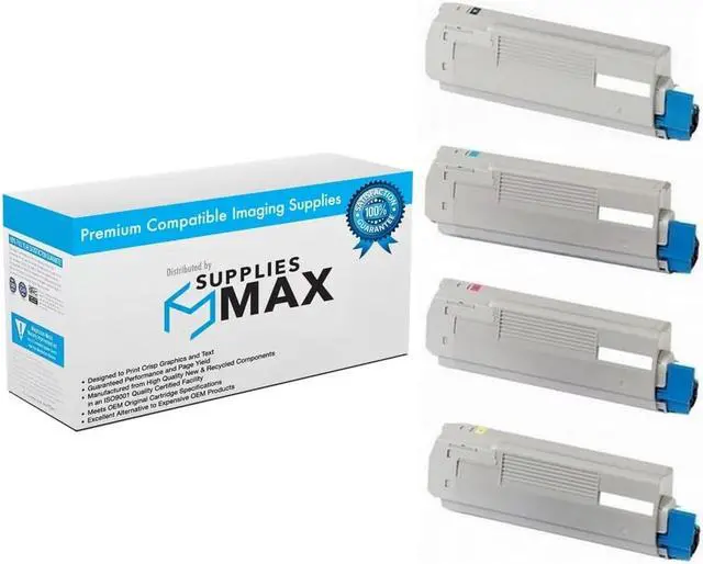 Main image of SuppliesMAX Compatible Replacement for Okidata C5550N/C6100DN/C6100DTN/C6100HDN/C6100N Toner Cartridge Combo Pack (BK/C/M/Y) (TYPE C9) (433244MP)