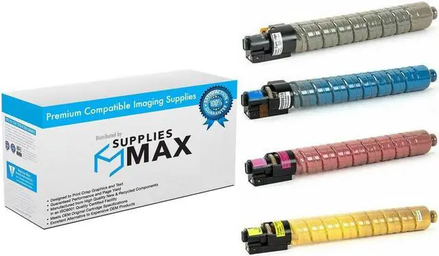 Main image of SuppliesMAX Compatible Replacement for Ricoh Aficio MP-C4000/MP-C4000SPF/MP-C5000/MP-C5000SPF Toner Cartridge Combo Pack (BK/C/M/Y) (TYPE MP-C5000) (84128MP)