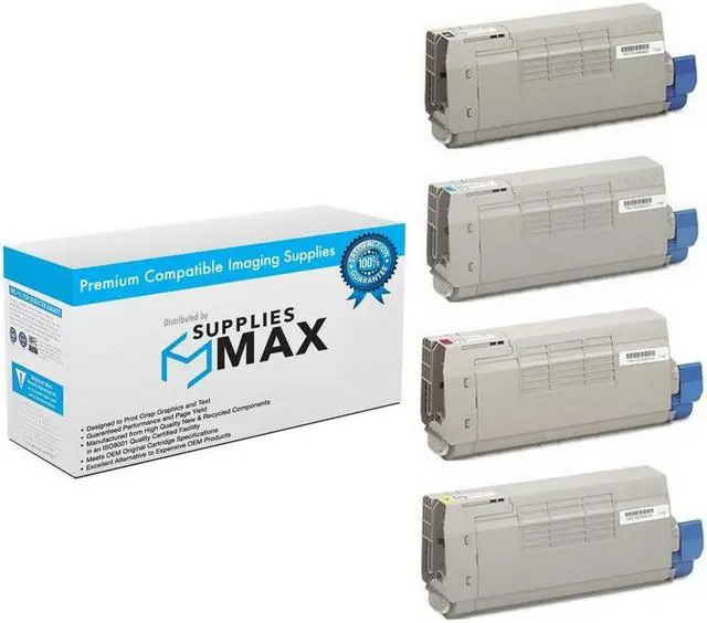Main image of SuppliesMAX Compatible Replacement for Okidata C711CDTN/C711DN/C711DTN/C711N/C711WT Toner Cartridge Combo Pack (BK/C/M/Y) (TYPE 16) (443186MP)