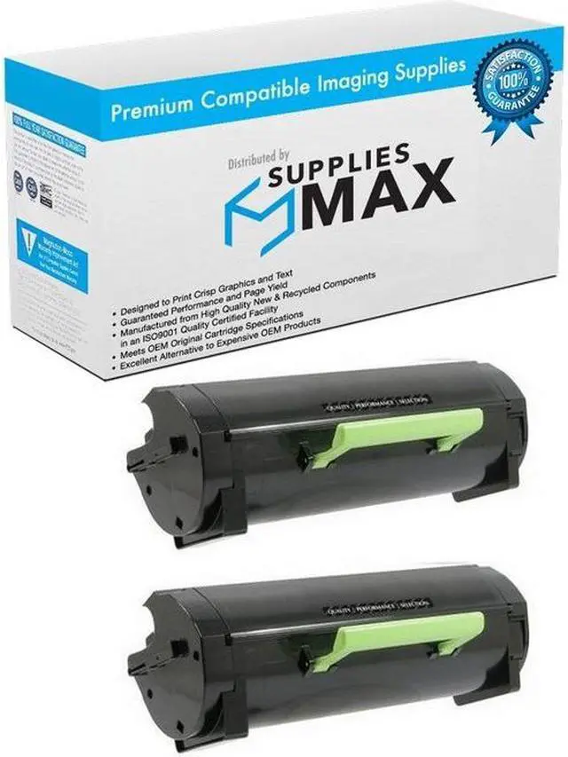 Main image of SuppliesMAX Compatible Replacement for Lexmark M3150/XM-3150H/XM-3150/XM-3150H Black Toner Cartridge (2/PK-16000 Page Yield) (24B6186_2PK)