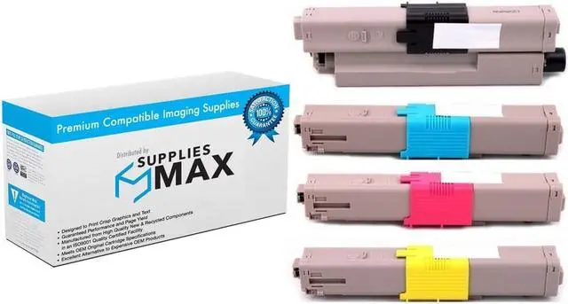 Main image of SuppliesMAX Compatible Replacement for Okidata C310/C330/C331/C510/C511/C530/C531/MC-351/MC-352/MC-361/MC-362/MC-561/MC-562 Series Toner Cartridge Combo Pack (BK/C/M/Y) (TYPE 17) (444698MP)