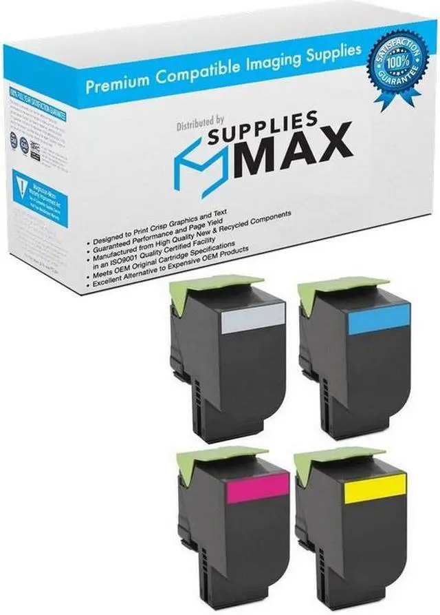 Main image of SuppliesMAX Compatible Replacement for Lexmark C540/C543/C544/C546/X543/X544/X546/X548 Series Toner Cartridge Combo Pack (BK/C/M/Y) (C540H2MP)