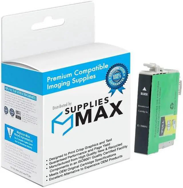 Main image of SuppliesMAX Remanufactured Replacement for Stylus CX-4400/CX-4450/CX-7400/NX-100/NX-115/NX-200/NX-215/NX-300/NX-400/NX-410/NX-415 Black Inkjet (180 Page Yield) (NO. 88) (T088120)