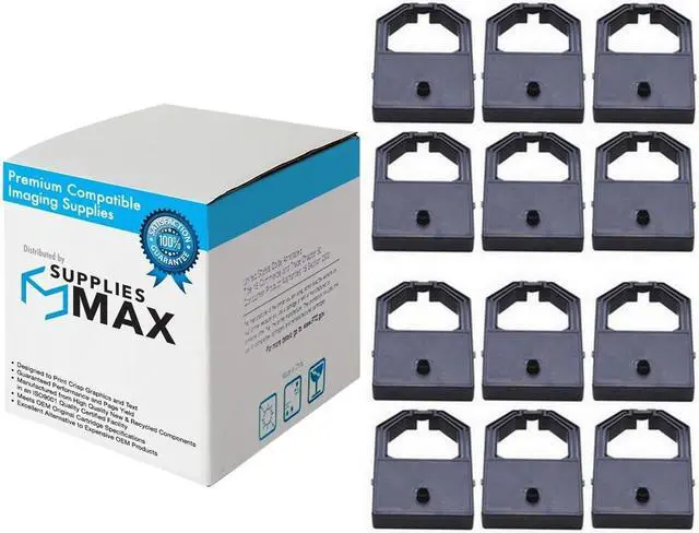 Main image of SuppliesMAX Compatible Replacement for Panasonic KX-P1150/KX-P1170/KX-P1180KX-P1191/KX-P1695/KX-P2150 Black Printer Ribbons (12/PK) (C1940_12PK)